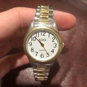 Vintage CG Quartz Watch Silver/Gold tone flex band